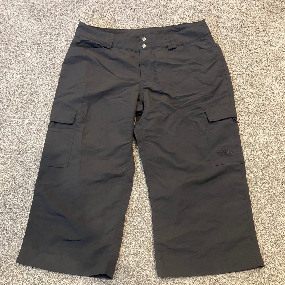 The North Face Womens Cargo Capri Pants Gray Nylon Hiking Crop Trousers Size 8